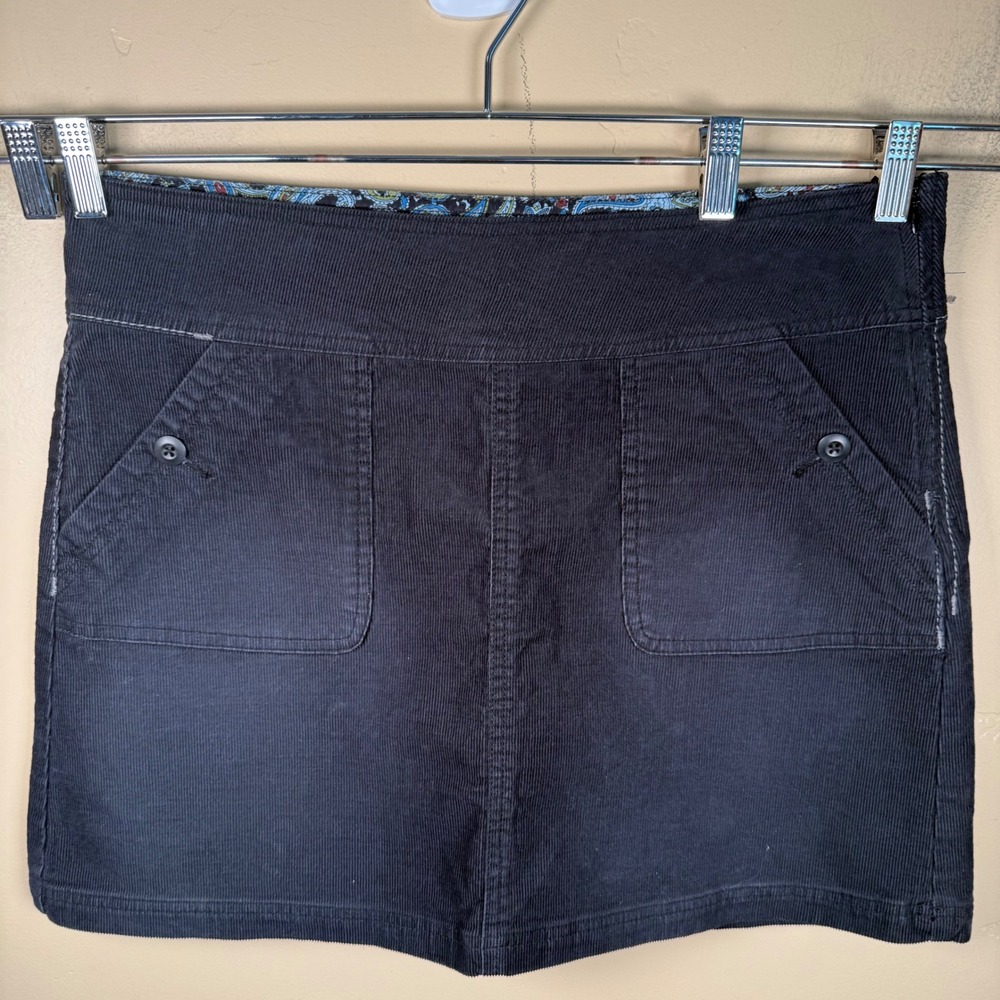 prAna‎ Canyon Cord Corduroy Mini Skirt Womens 10 Black Gorpcore Outdoor Utility